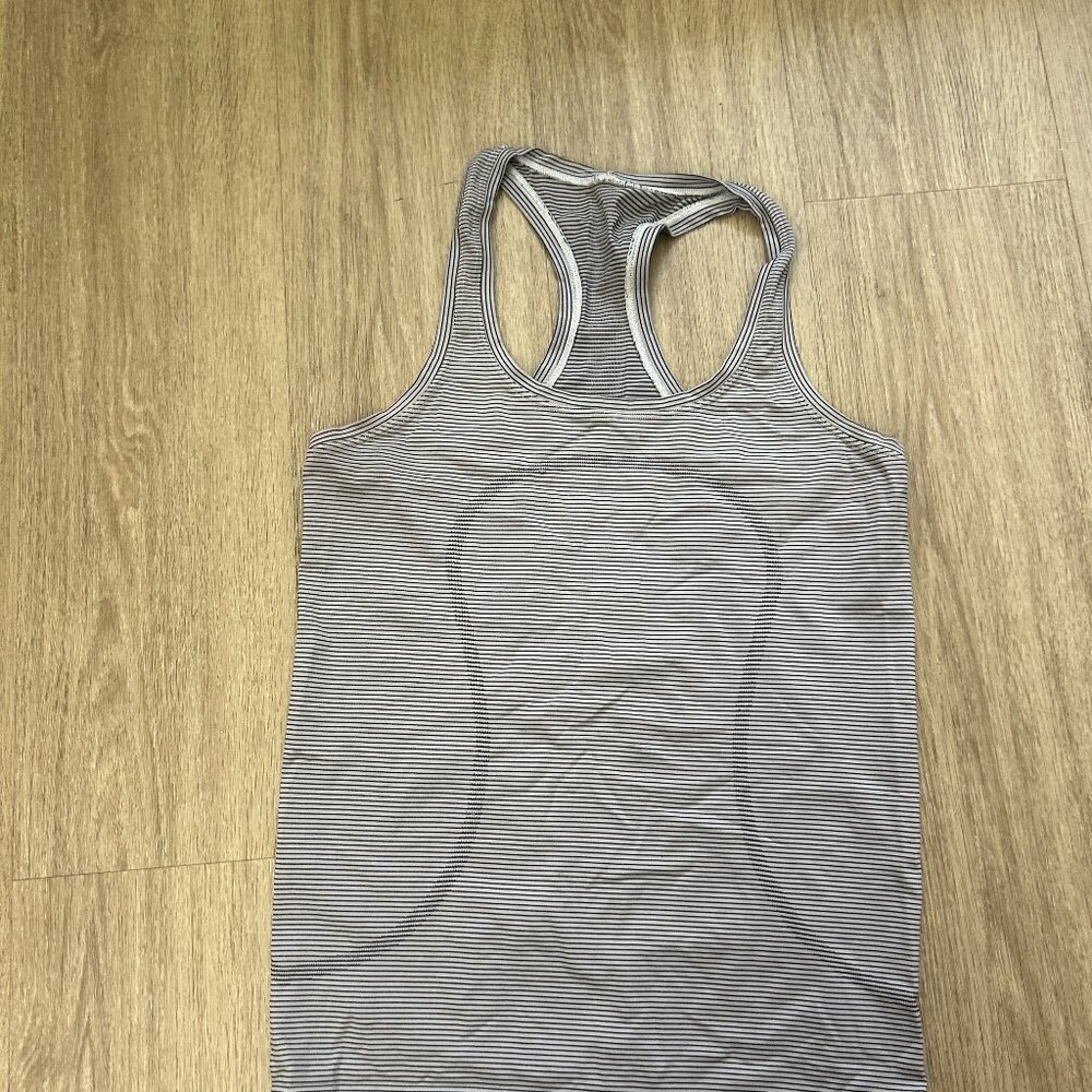 Lululemon Blue and white striped racerback tank top